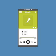Music Player UI app design, vector illustration smartphone screen