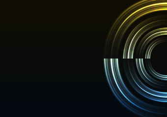 multicolor abstract circle curve background, digital overlap layer line, simple technology design template, vector illustration