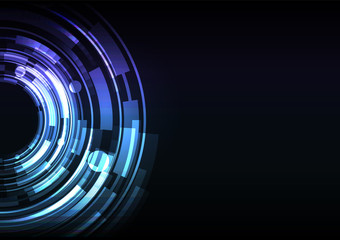 blue abstract circle background, digital overlap layer line, simple technology design template, vector illustration