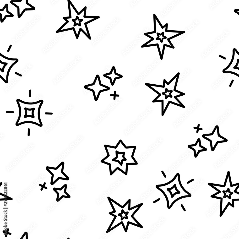 Poster spark and sparkle star vector seamless pattern thin line illustration