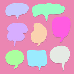 CUTE PASTEL BUBBLE SPEECH SET FOR TEXT, QUESTION, STICKER, THINKING, IDEA IN MODERN STYLE. GRAPHIC ILLUSTRATION VECTOR CAN USE FOR ICON OR BACKGROUND