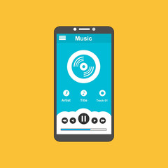 flat design UI elements for website and mobile applications. Music player app vector illustration template