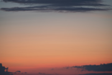 Gradient bright orange sky and the light of the sun