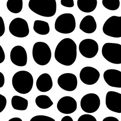 Vector seamless pattern with calligraphic brush strokes and dots. Hand drawn stripes and dash. 