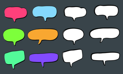 CUTE PASTEL BUBBLE SPEECH SET FOR TEXT, QUESTION, STICKER, THINKING, IDEA IN MODERN STYLE. GRAPHIC ILLUSTRATION VECTOR CAN USE FOR ICON OR BACKGROUND