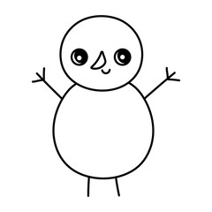 cute snowman character happy christmas thick line