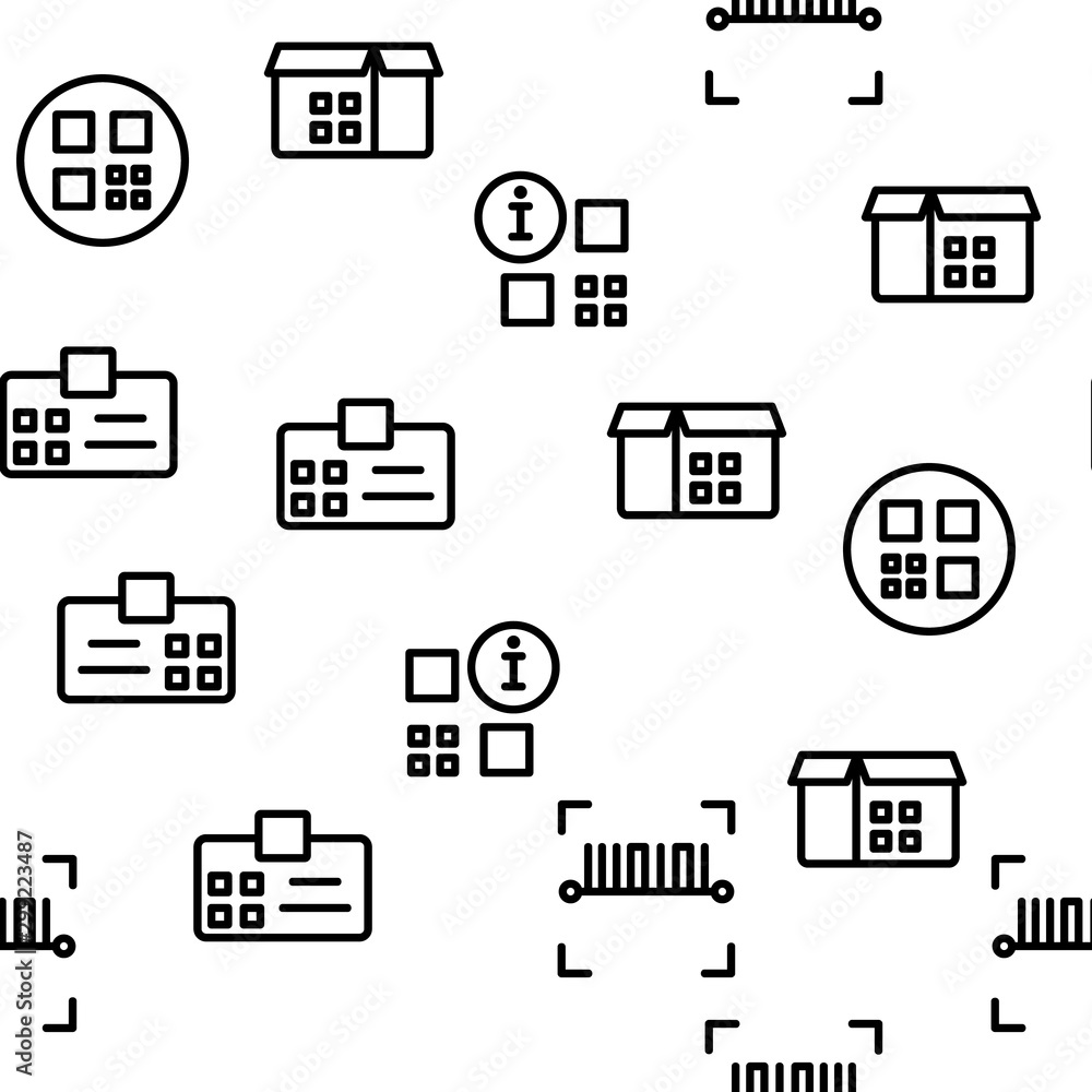 Poster qr code scan vector seamless pattern thin line illustration