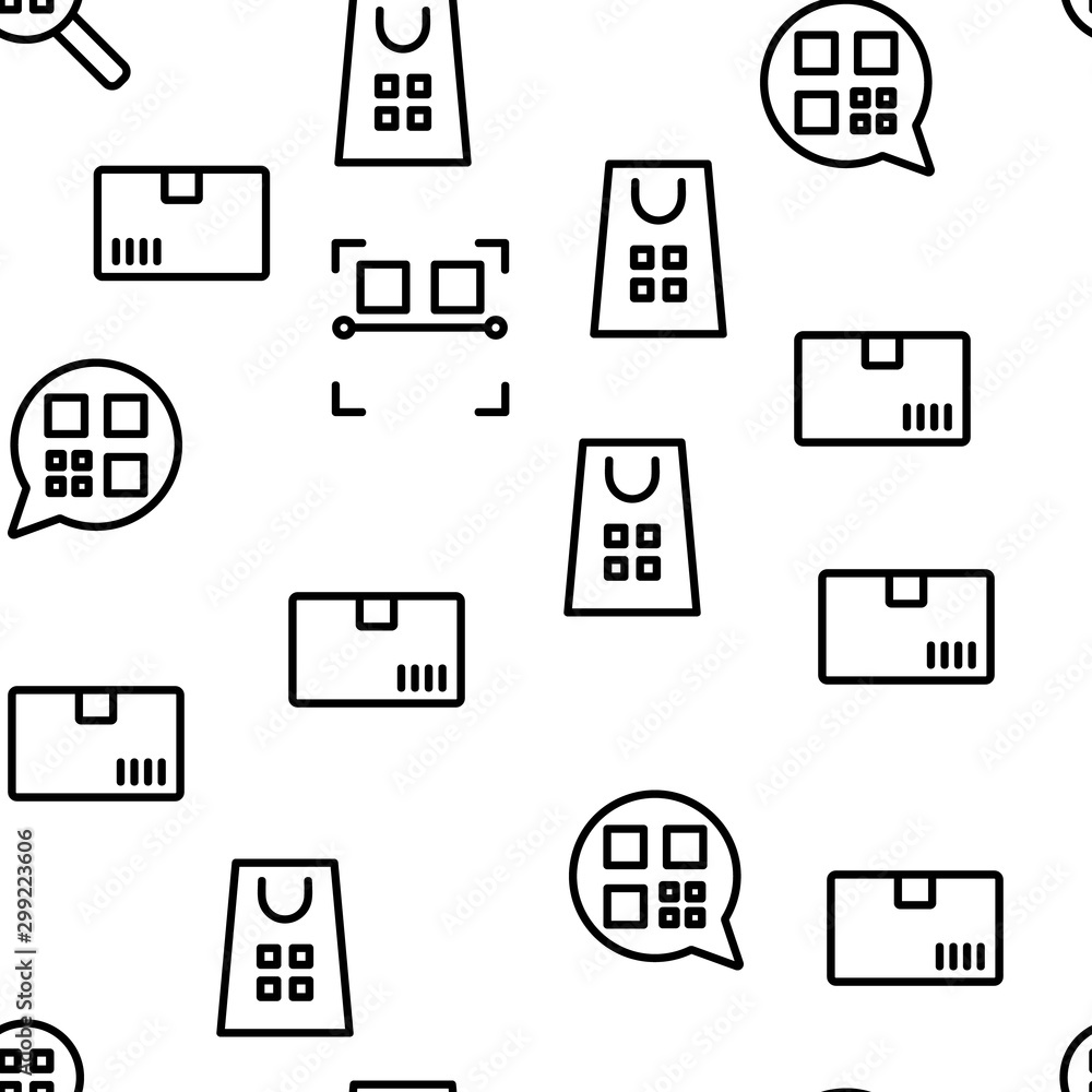 Poster qr code scan vector seamless pattern thin line illustration