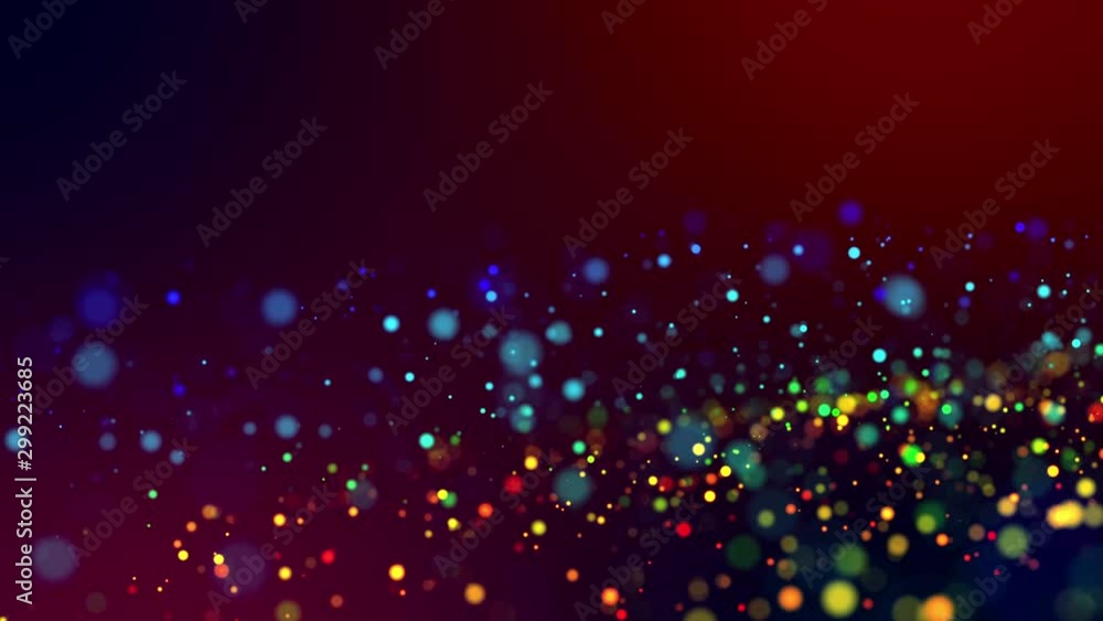 Poster glitter magic multicolor particles fly and glow in viscous liquid with amazing shining bokeh for fan