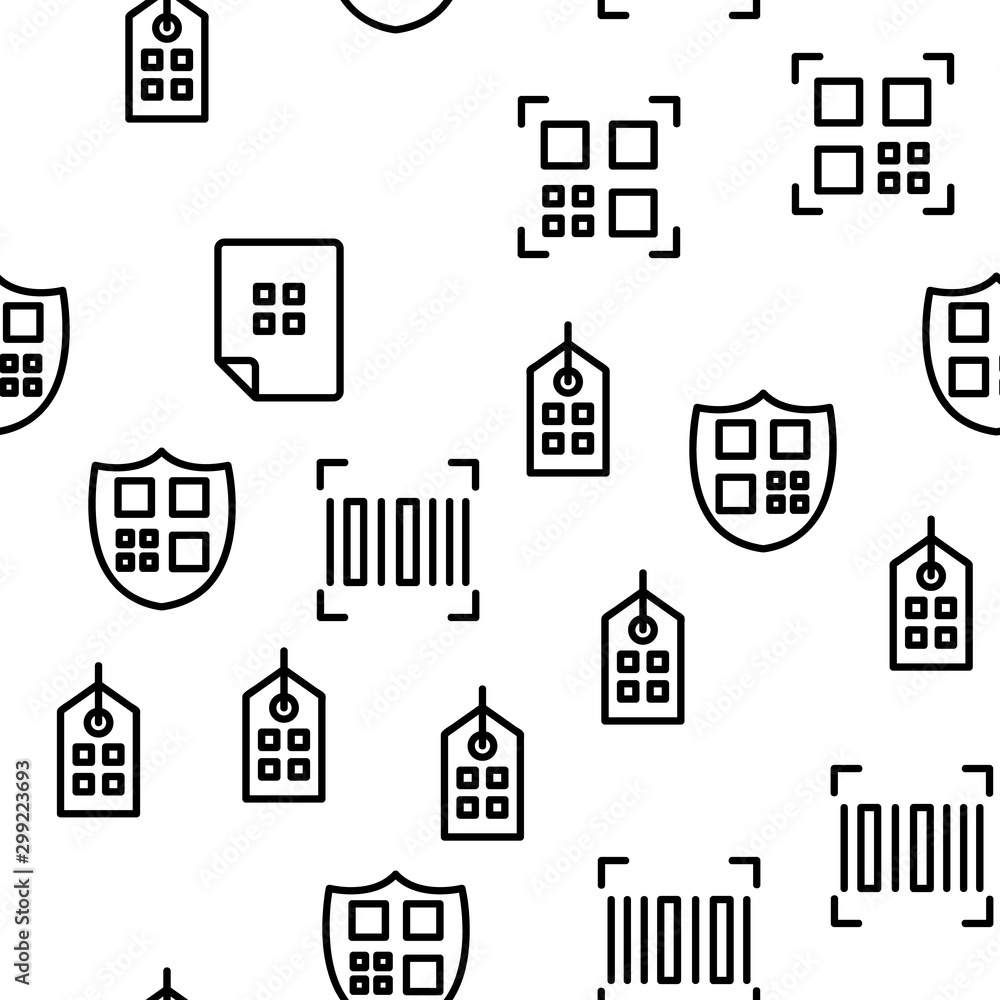 Poster qr code scan vector seamless pattern thin line illustration