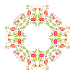 Tradition mughal motif, fantasy flowers in retro, vintage style. Element for design. Vector illustration. Isolated on white background..