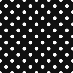 Gordijnen Zwart-wit naadloze polka dot patroon. © Jira