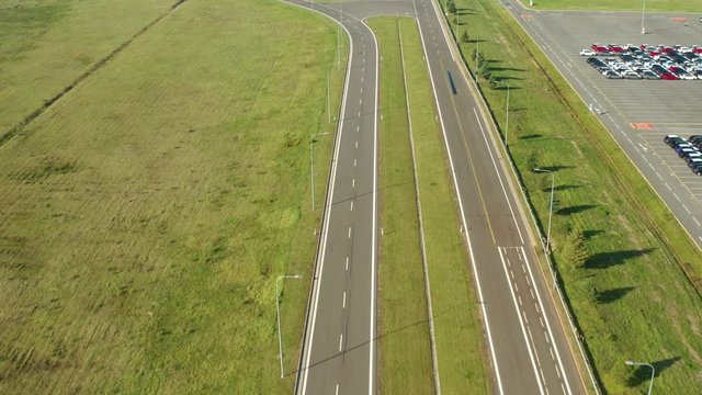 aerial shot of polygon for testing new cars