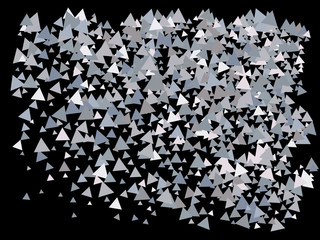 Colorful confetti triangles falling.