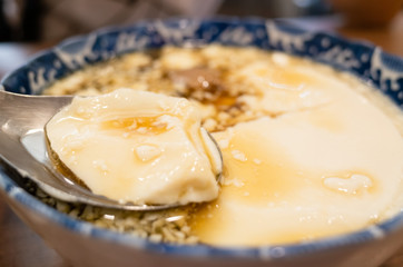 Taiwan snacks of iced tofu pudding
