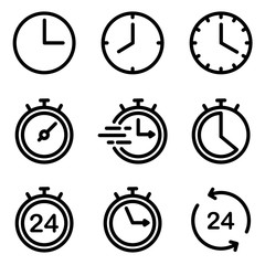 Set of Clock icon. Symbol of time with trendy flat style icon for web, logo, app, UI design. isolated on white background. vector illustration eps 10