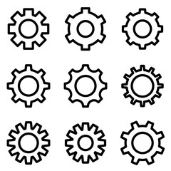 Set of gear icon. symbol of setting or configuration with trendy flat line style icon for web, logo, app, UI design. isolated on white background. vector illustration eps 10