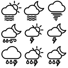 Set of Weather icon with trendy flat style icon for web, logo, app, UI design. isolated on white background. vector illustration eps 10
