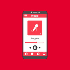 Vector illustration of music player flat design , UI design concept with icons and web elements