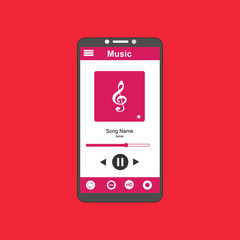 Vector illustration of music player flat design , UI design concept with icons and web elements