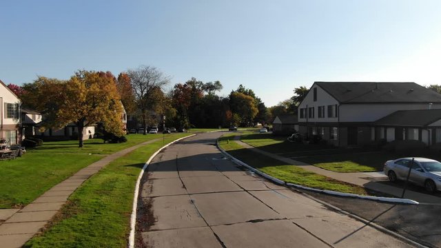 DJI Mavic 2 hovering over Clinton Township, Michigan USA on a sunny fall evening