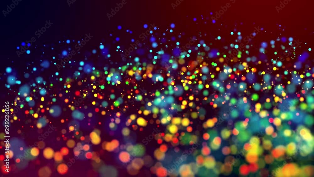 Poster glitter magic multicolor particles fly and glow in viscous liquid with amazing shining bokeh for fan