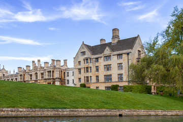 Fototapeta na wymiar Cambridge University building in United Kingdom of Great Britain