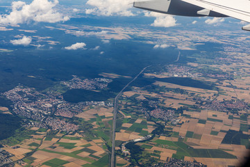 Aerial view from airplane window