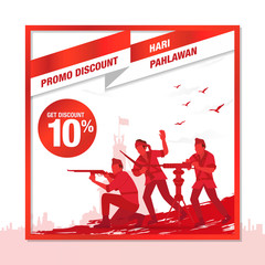 Selamat hari pahlawan nasional. Translation: Happy Indonesian National Heroes day. vector illustration for greeting card