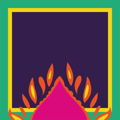 dia de los muertos card with floral decoration frame