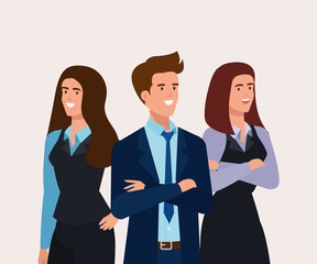 meeting of business people avatar character vector illustration design