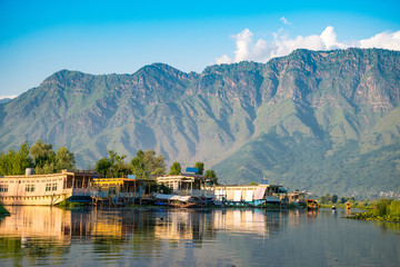 House boats on the dal lake in Srinagar (Kashmir, India)