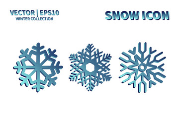 Snowflake vector icon set. Christmas and winter snow flake element collection. Isolated flat new year holiday decoration illustration template. Cold weather object design silhouette symbol