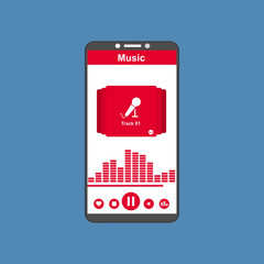 Music player app interface vector color template for website and mobile app