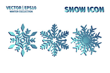 Snowflake vector icon set. Christmas and winter snow flake element collection. Isolated flat new year holiday decoration illustration template. Cold weather object design silhouette symbol