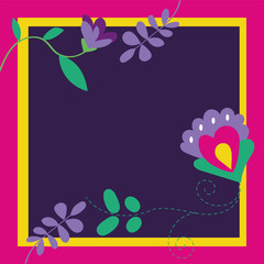 dia de los muertos card with floral decoration frame