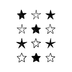 Star doodles collection. Hand drawn stars.