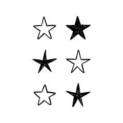 Star doodles collection. Hand drawn stars.