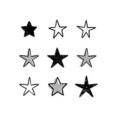 Star doodles collection. Hand drawn stars.
