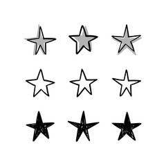 Star doodles collection. Hand drawn stars.