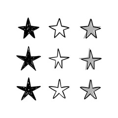 Fototapeta na wymiar Star doodles collection. Hand drawn stars.