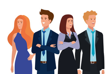 group of business people avatar character vector illustration design
