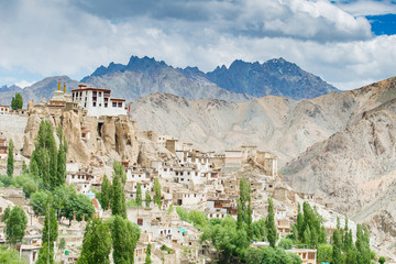 Panorama view of Lamayuru or Yuru Monastery is a Tibetan Buddhist monastery in Lamayouro, Leh district, India.