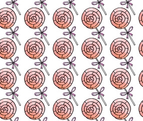Seamless hand drawn pattern. Watercolor candy cane, sweets, lollipop. New year Xmas backgrounds texture. Delicious seamless color pattern for greeting cards, wrapping paper, fabric, prints	