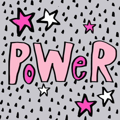 Power. Sticker for social media content. Vector hand drawn illustration design. 