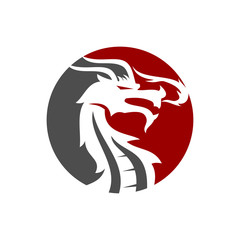 Dragon Circle Logo Design Mascot Template Vector Isolated