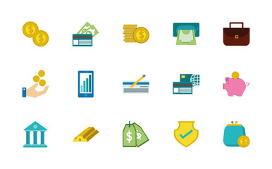 finance business icons set on white background