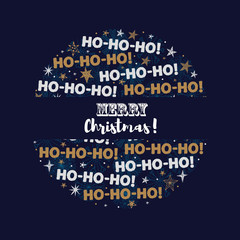 Ho Ho Ho!  Christmas card with stars and snowflakes.