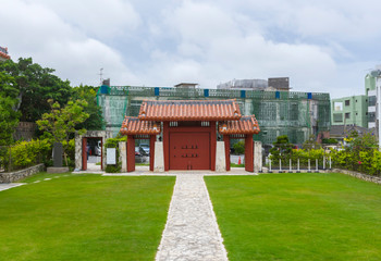 Shiseibyo shrine and blue sky in Naha, Okinawa, Japan
