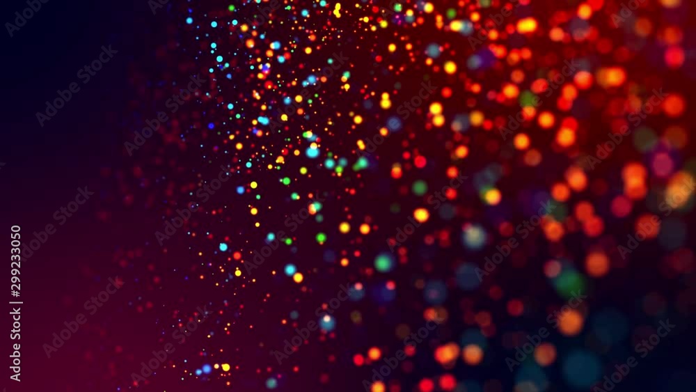 Aufkleber glitter magic multicolor particles fly and glow in viscous liquid with amazing shining bokeh for fan